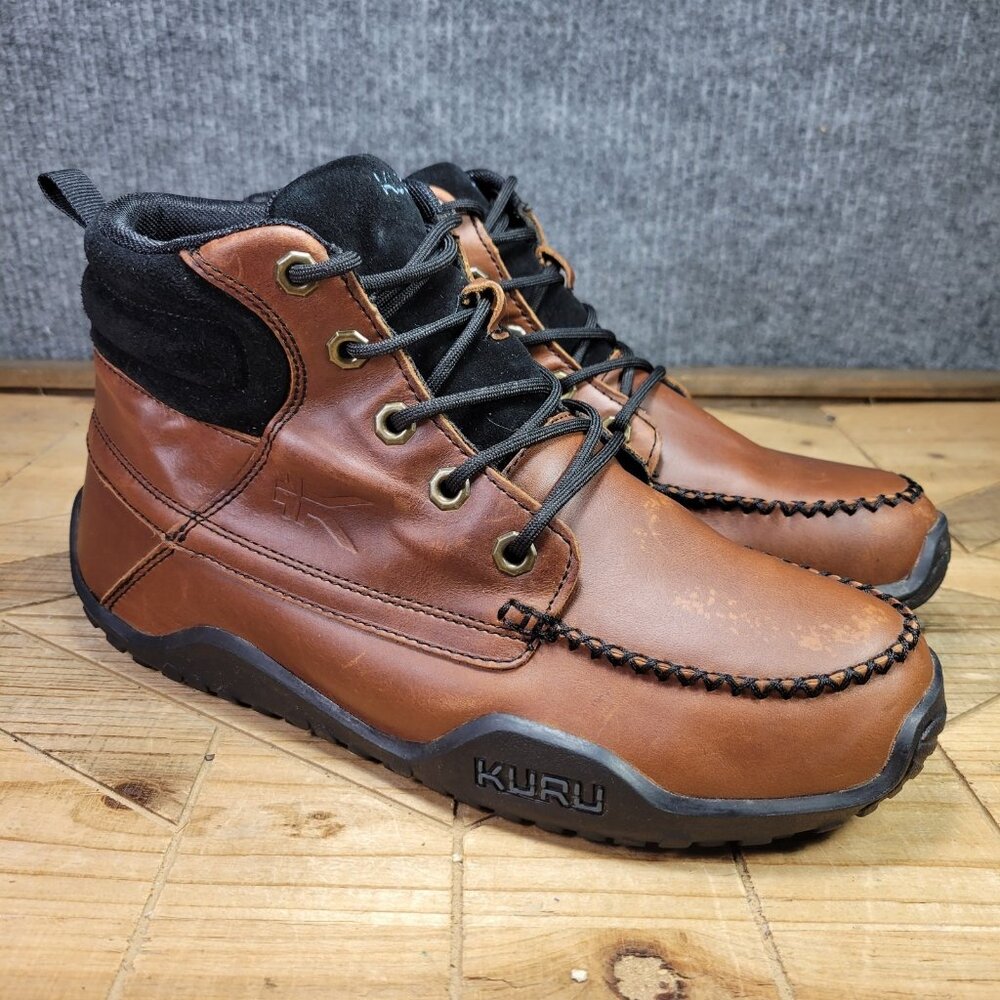 KURU Quest Men's‎ 8.5 Brown Leather Ankle Lace Up Camp Hiking Boots Trail Moc